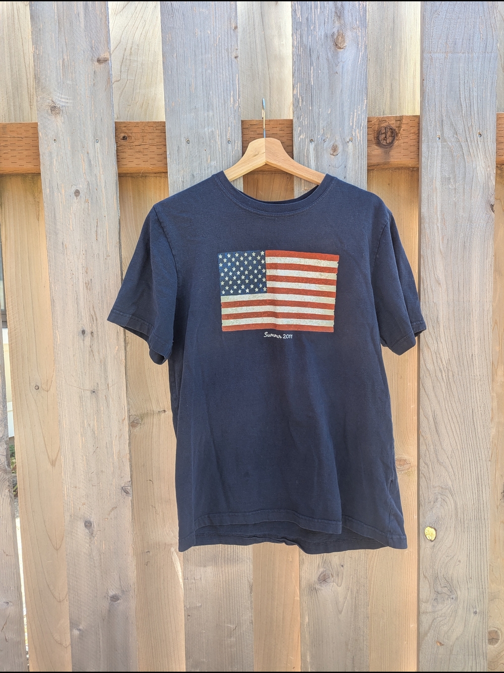 Faded Glory Navy Short-Sleeve Tee with American Flag Graphic